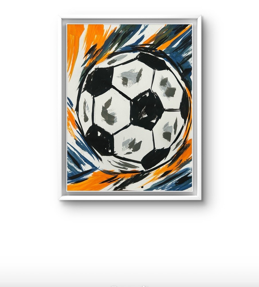 Original Abstract Soccer Ball Painting 14x11 paper Modern Wall Art Home Decor
