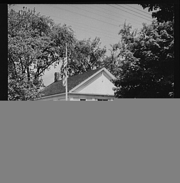 Photo:Southington Connecticut 1900s One-Room Schoolhouse Flag Trees