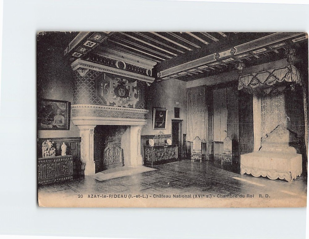 Postcard Chambre du Roi Chateau National Azay le Rideau France