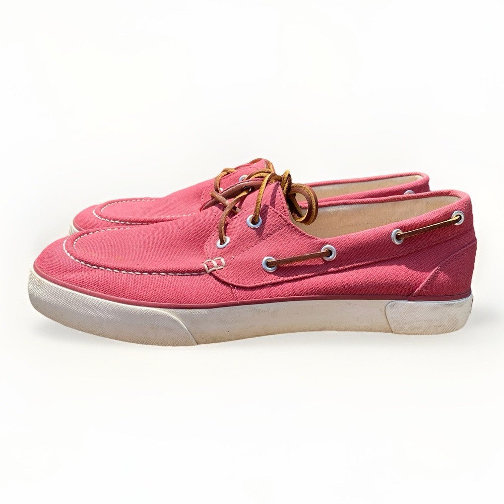 Polo Ralph Lauren Men's Size 11D Sander Boat Shoes Red Pink Canvas Sneakers Prep