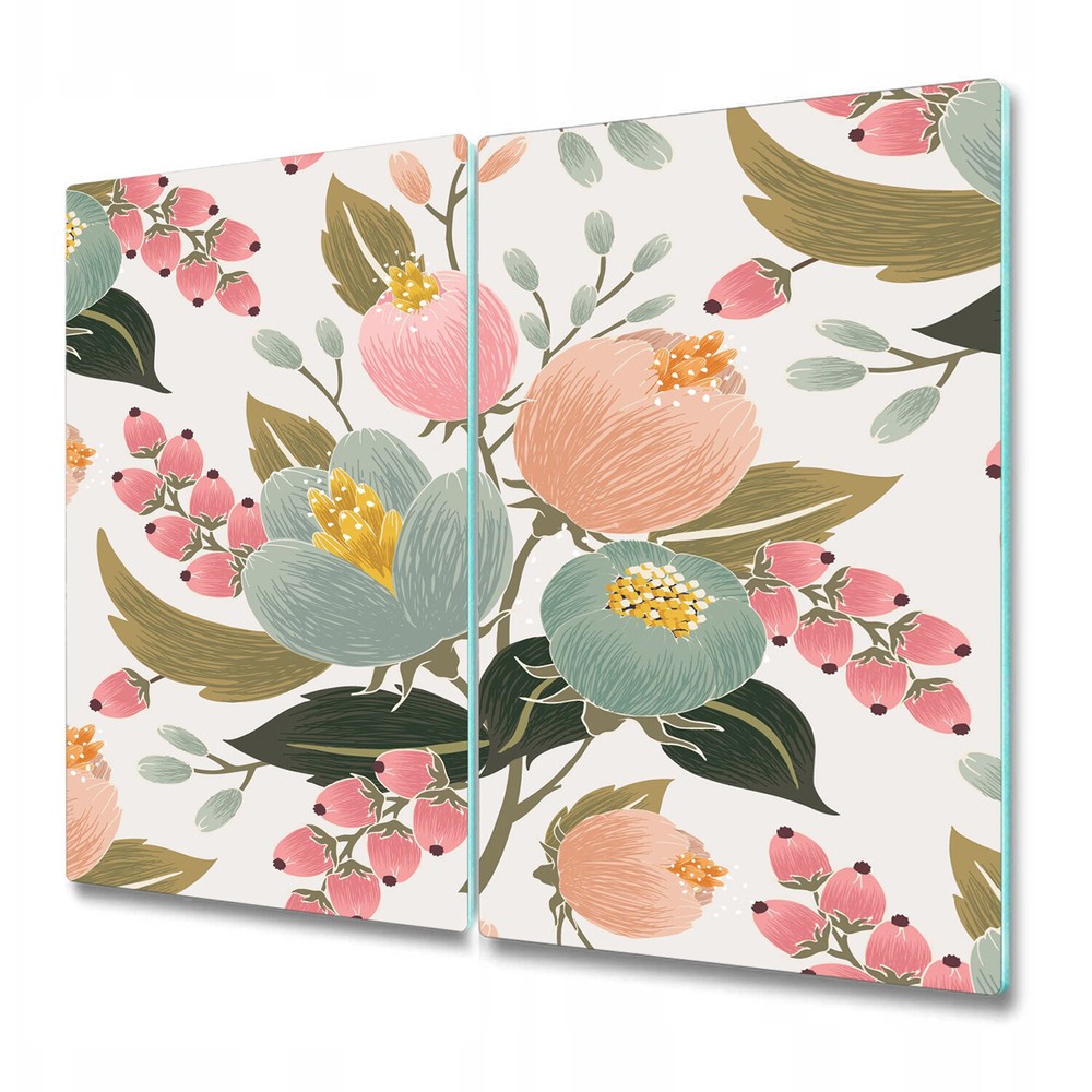 Glass Chopping Board Pink poppy Floral art print Vintage Watercolour 2x30x52