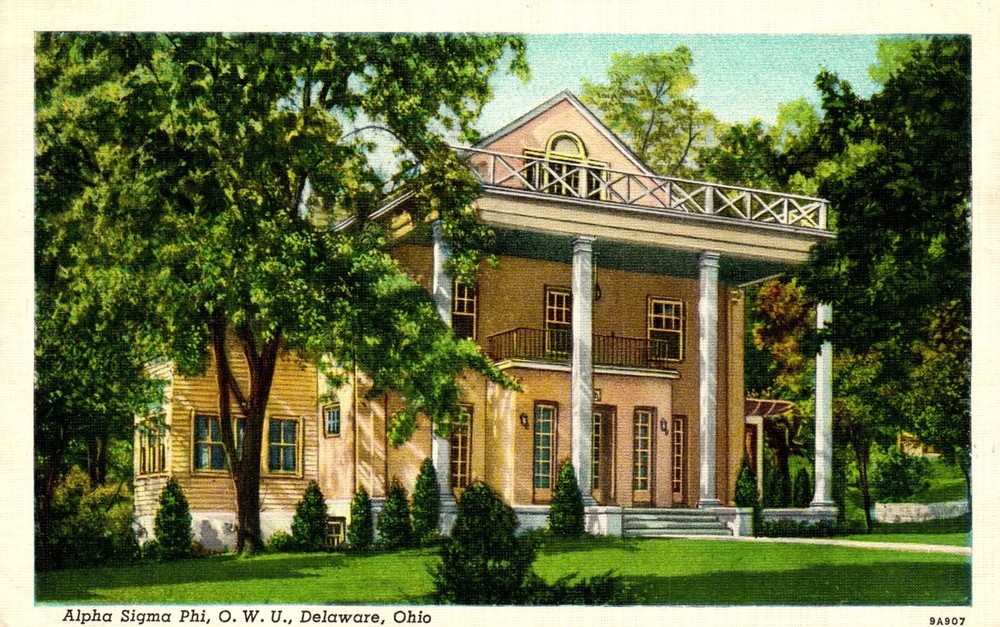 Postcard alpha sigma pi OWU Delaware, Ohio Ohio Wesleyan University