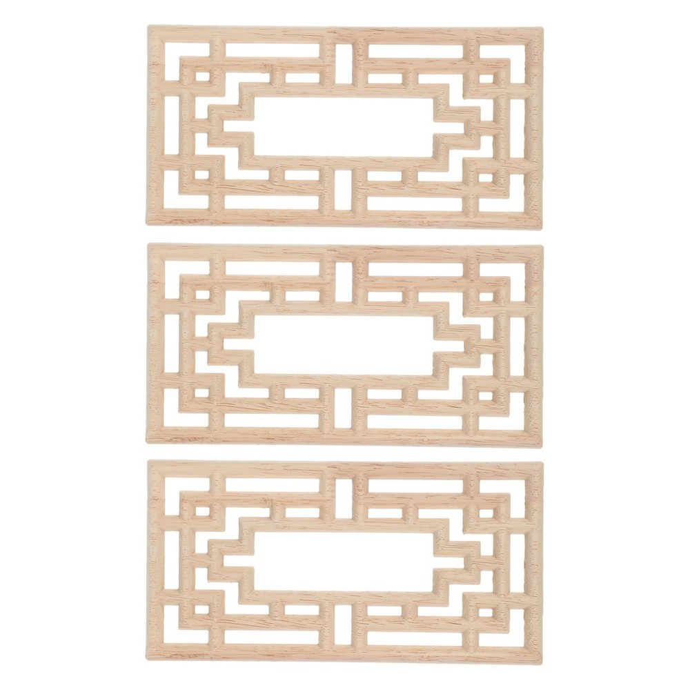 3 Pcs Furniture Onlay Decorative Wooden Applique Carved Appliques