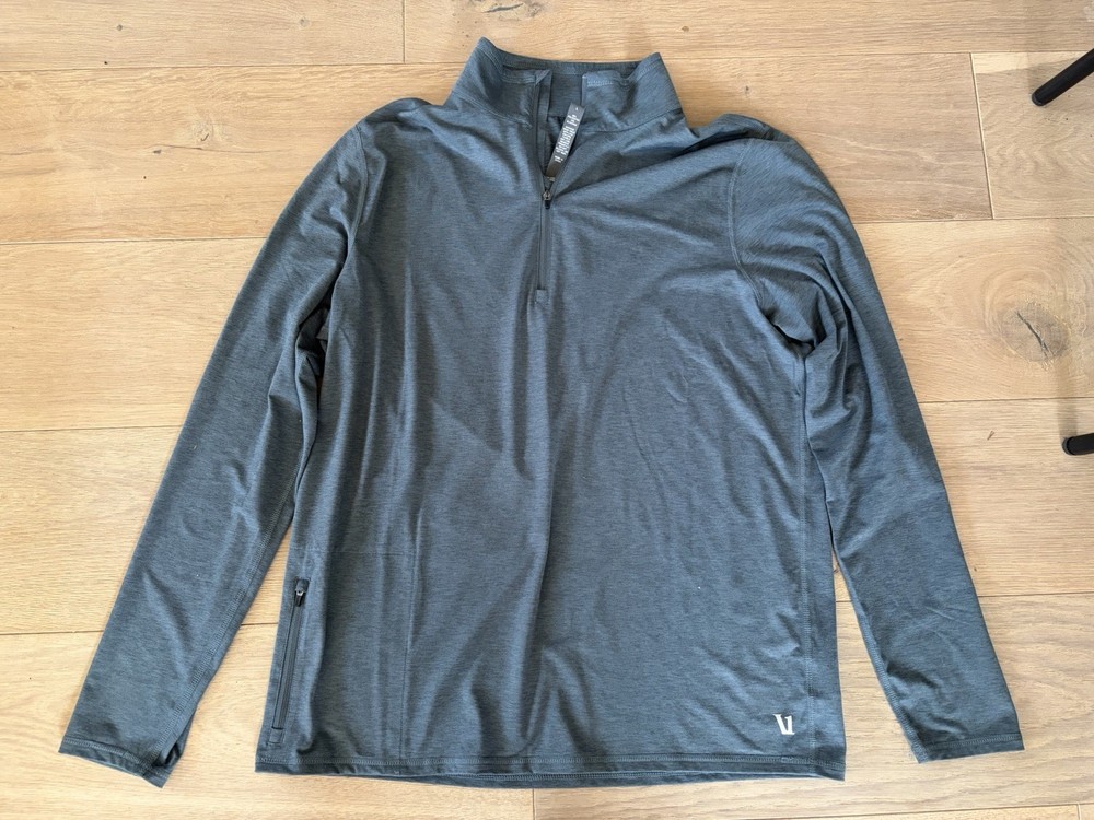Vuori Men's Ease Performance 1/2 Zip pullover heather teal athlesiure Hiking - L