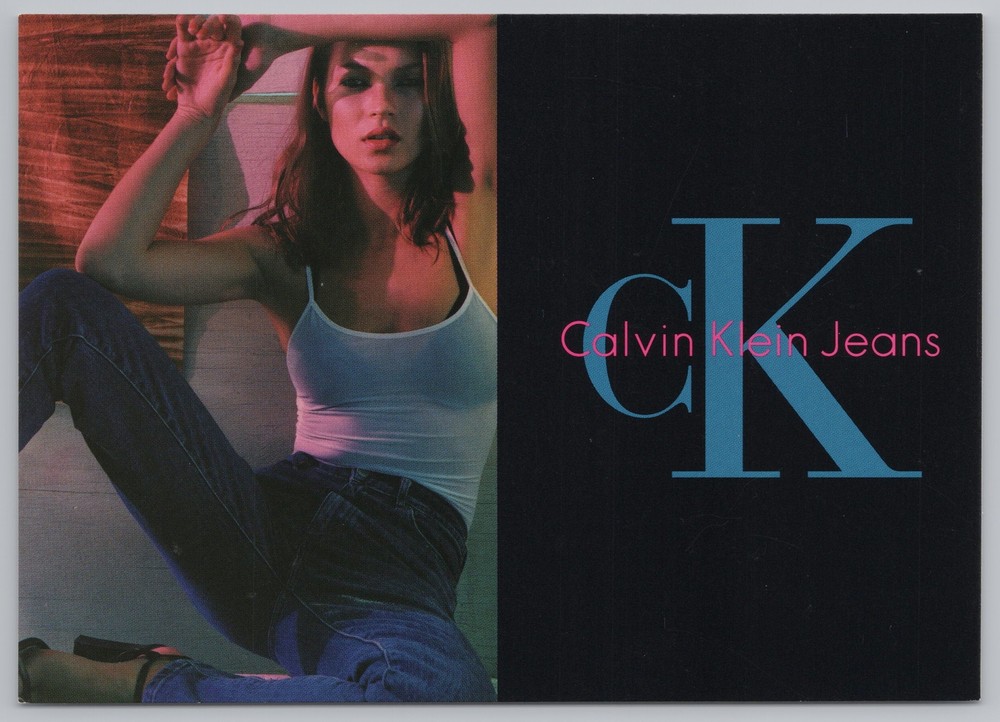 Ad~Model In Darkening Light Wearing Blue Calvin Klein Jeans~Continental Postcard