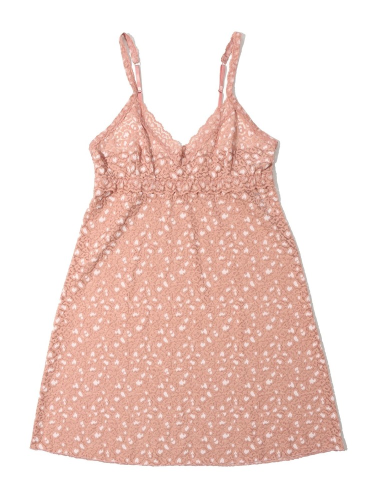 Hanky Panky Cross Dyed Leopard Print Chemise, Pink, Size M 0071