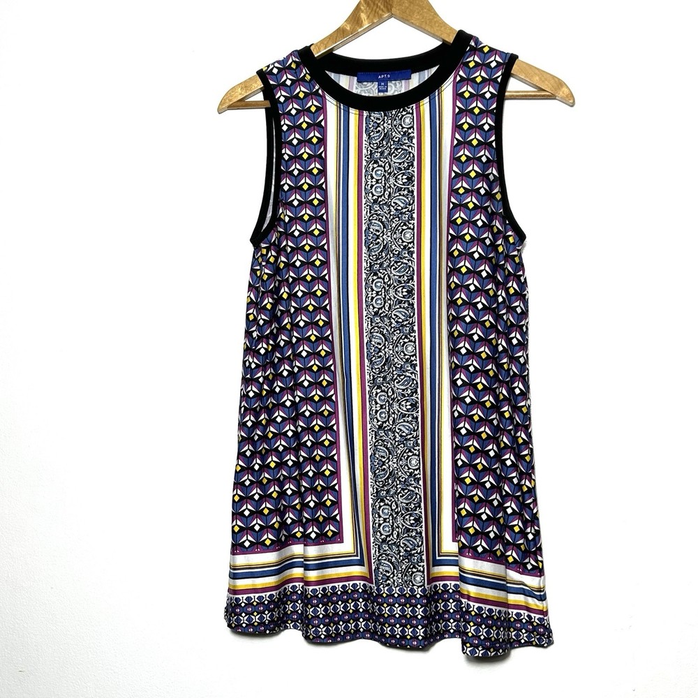 Apt 9 Shirt Women’s Medium Geometric Boho Sleeveless Pullover Lightweight Top