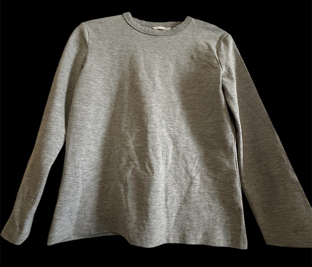 Zara Grey Long-Sleeve Crop Top Shirt Size S