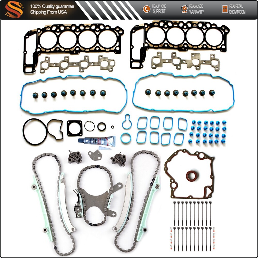 Timing Cover Gasket and Chain Kit with Head Gasket Bolt Set for 2000-2001 Dodge Dakota 4.7L