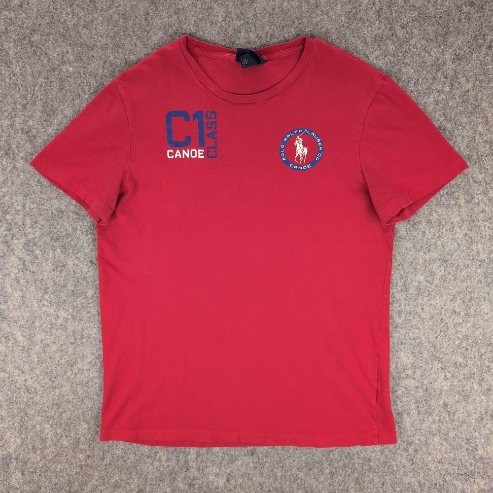 Polo Ralph Lauren Shirt Mens Medium Red Custom Fit Canoe C1 Graphic Logo Tee