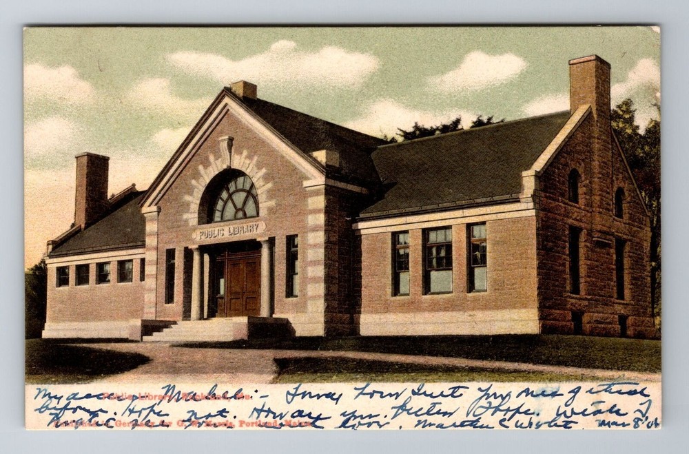 Rockland ME-Maine, Public Library, Antique, Vintage c1906 Souvenir Postcard