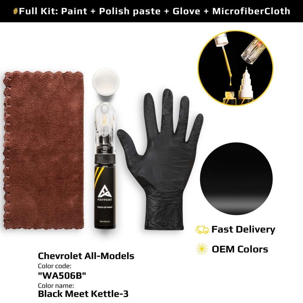 Touch up Paint for Chevrolet Code: WA506B Black Meet Kettle-3 Fast Drying