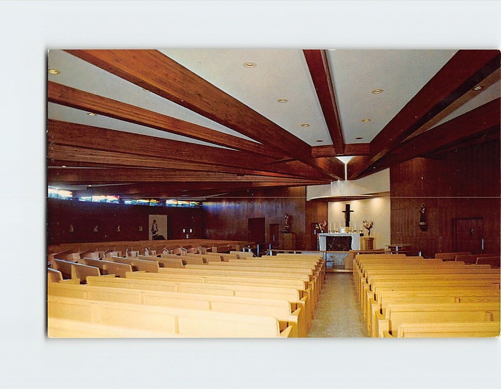 Postcard Interior Sacred Heart Church Feeding Hills Massachusetts USA