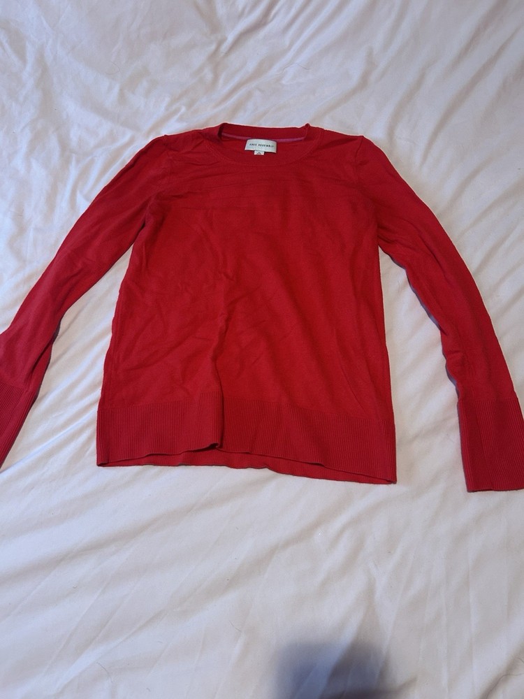 Free Assembly Woman’s Red Crew Neck Long Sleeve Knit Pullover Sweater S