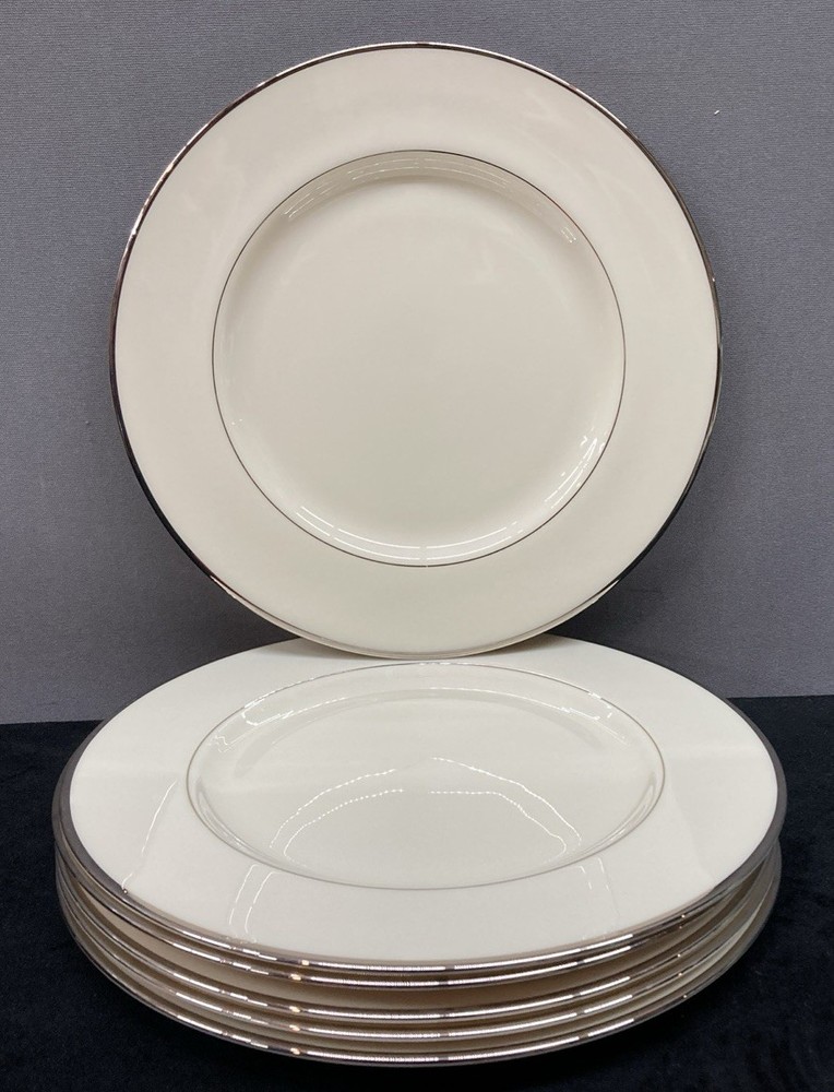 Lenox Montclair Platinum Trim Dinner Plates 10 5/8” Set of 6