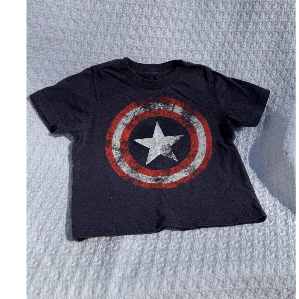 Marvel Captain America 2T Navy Red White Graphic Print Short Sleeve T-Shirt