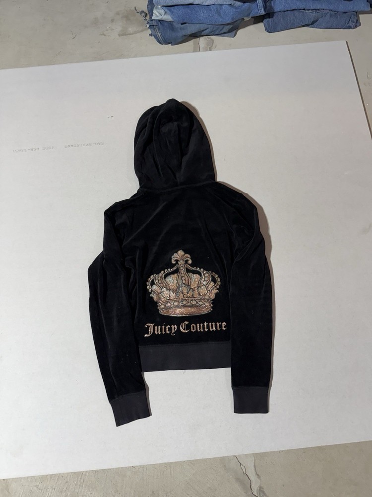 Juicy Couture Velour Track Jacket Crown Spellout Y2K Hooded