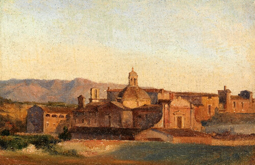 Art canvas Oil painting Convent-at-Subiaco-Leon-Fleury village landscape