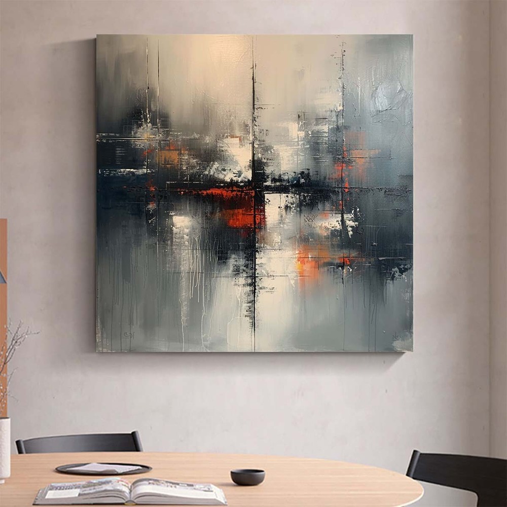 Large Handmade Oil Paintings On Canvas Abstract Wall Art Modern Home Decor Grey