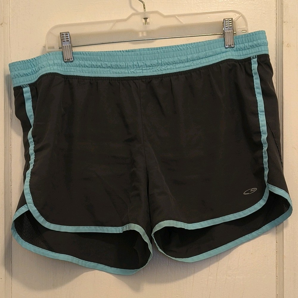 C9 by Champion Duo Dry Women’s Black/Blue Mesh Athletic Shorts Elastic Waist