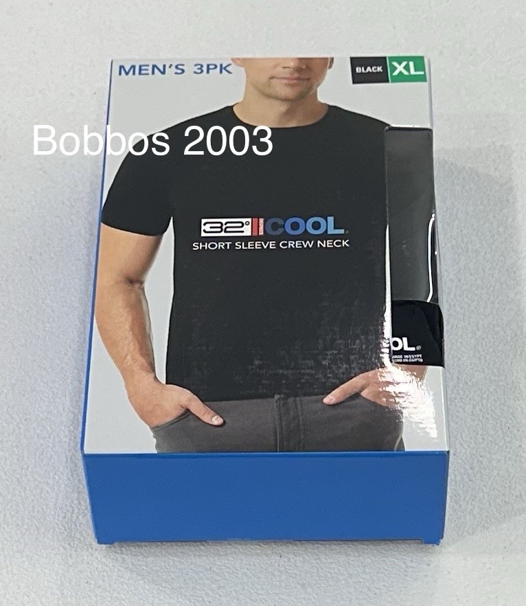 32 Degrees Cool Men's 3 Pack Short Sleeve Crew Neck Shirt, Black, Size XL