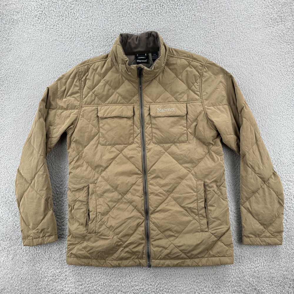 Marmot Men’s Size Large Brown 600 Fill Down Quilted Jacket Zip Up Winter Cost