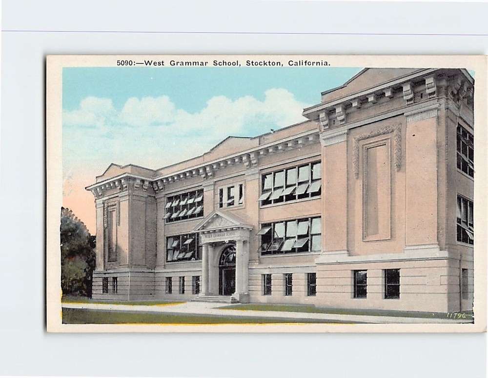Postcard West Grammar School Stockton California USA
