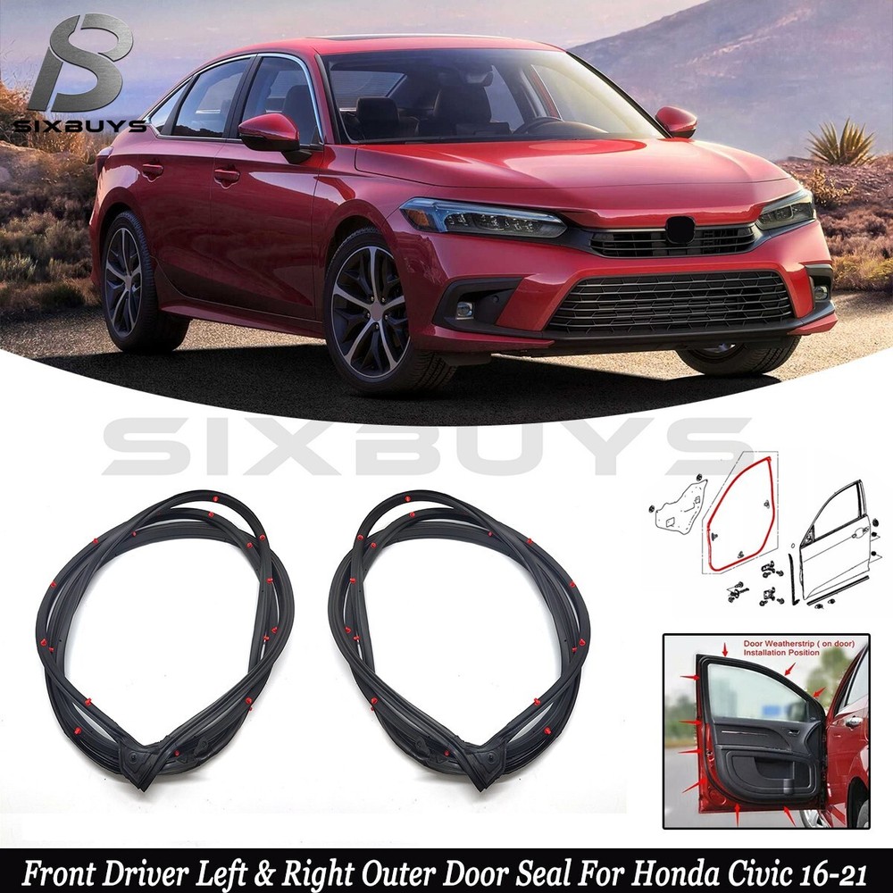 For Honda Civic FC Sedan 2016-2021 Front Right & Left Door Weatherstrip Kit 2PS