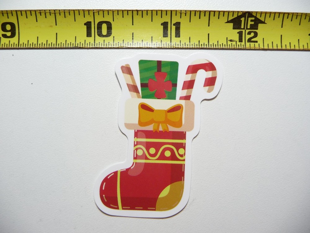 Festive Christmas Stocking Sticker Decal for Winter Holidays