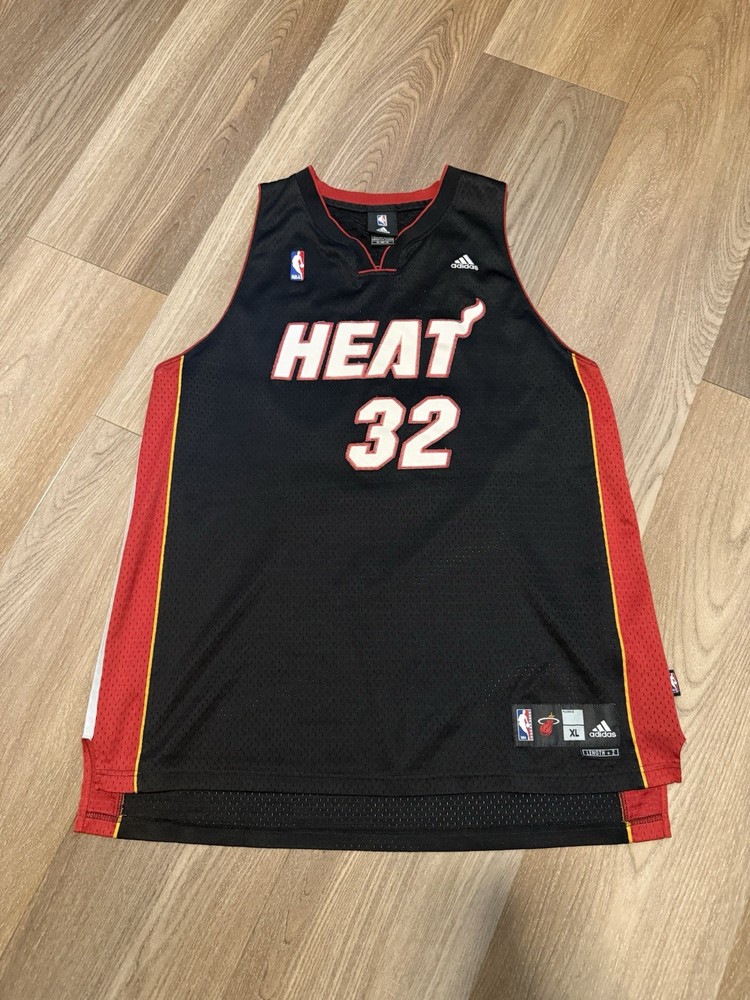 Adidas Heat 32 Shaquille O' Neal Mens Black Basketball Jersey Top Size XL