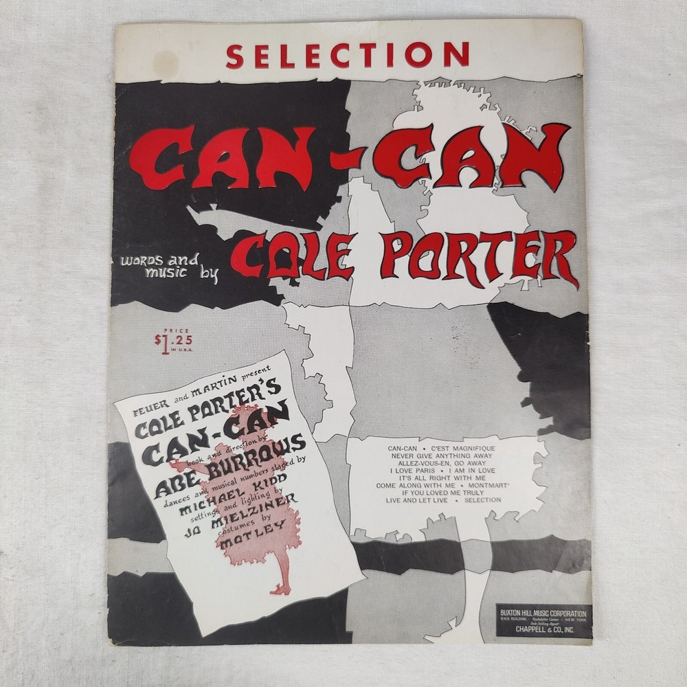 Rare Vtg 1953 COLE PORTER Sheet Music - Can-Can (Selection) - Buxton Hill