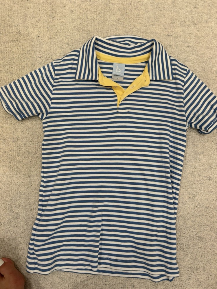 Boys Polo Bella Bliss Navy / White Stripe Size 10