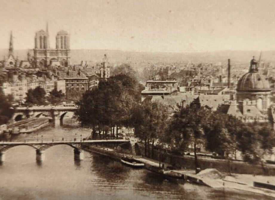 Aerial View La Pointe de la Cité et les Ponts Paris France Antique Postcard