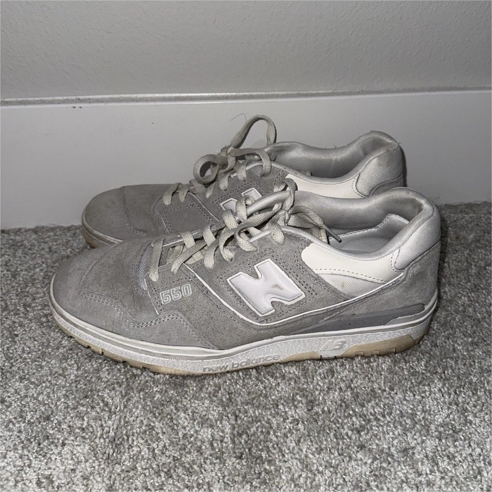 New Balance 550 Gray White Low Top Sneakers Lace Up Men's Athletic