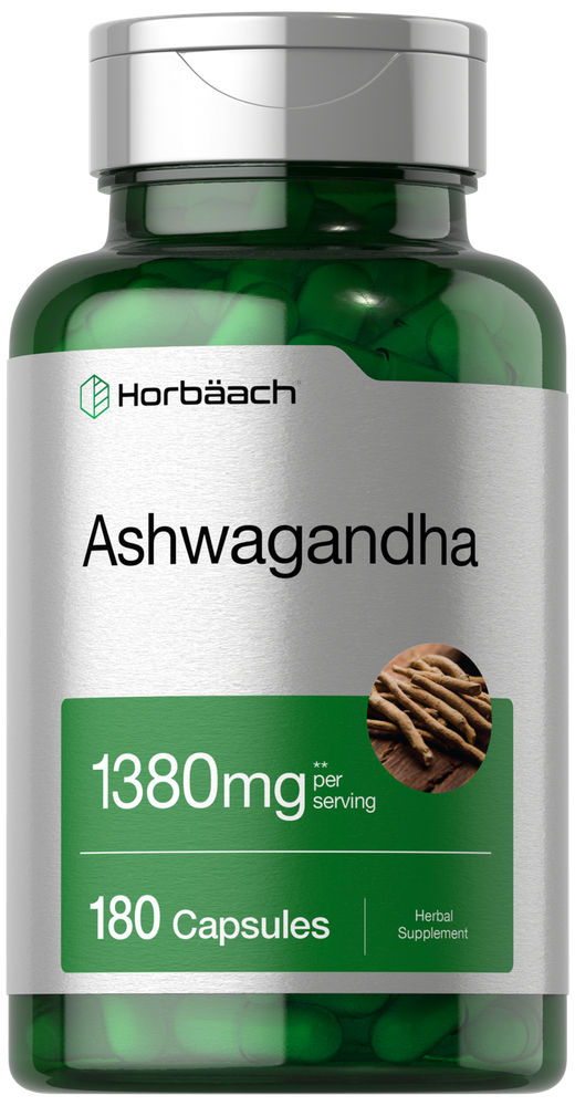 Ashwagandha Capsules 1380mg | 180 Count | Non-GMO, Gluten Free | by Horbaach