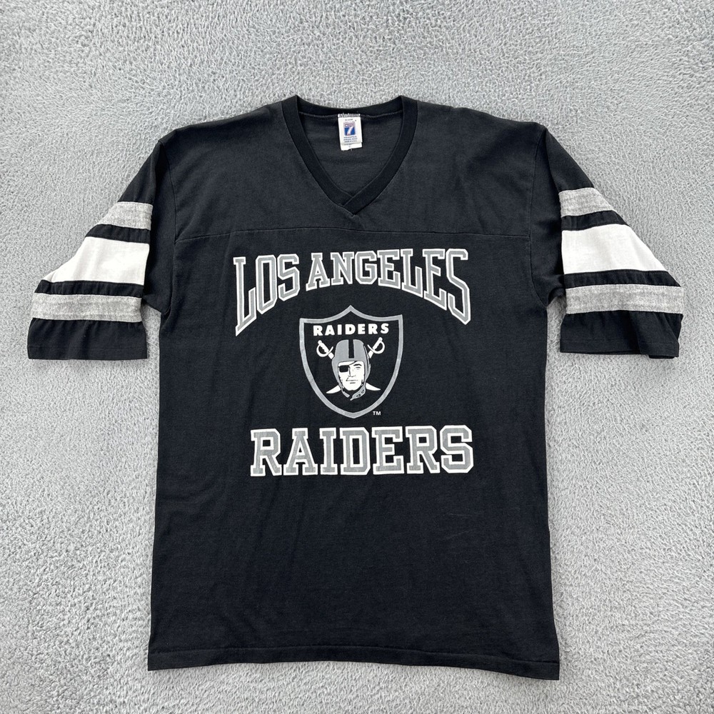 Vtg Logo 7 Mens XL Black Single Stitch Made In USA Shirt Los Angeles Raiders EUC
