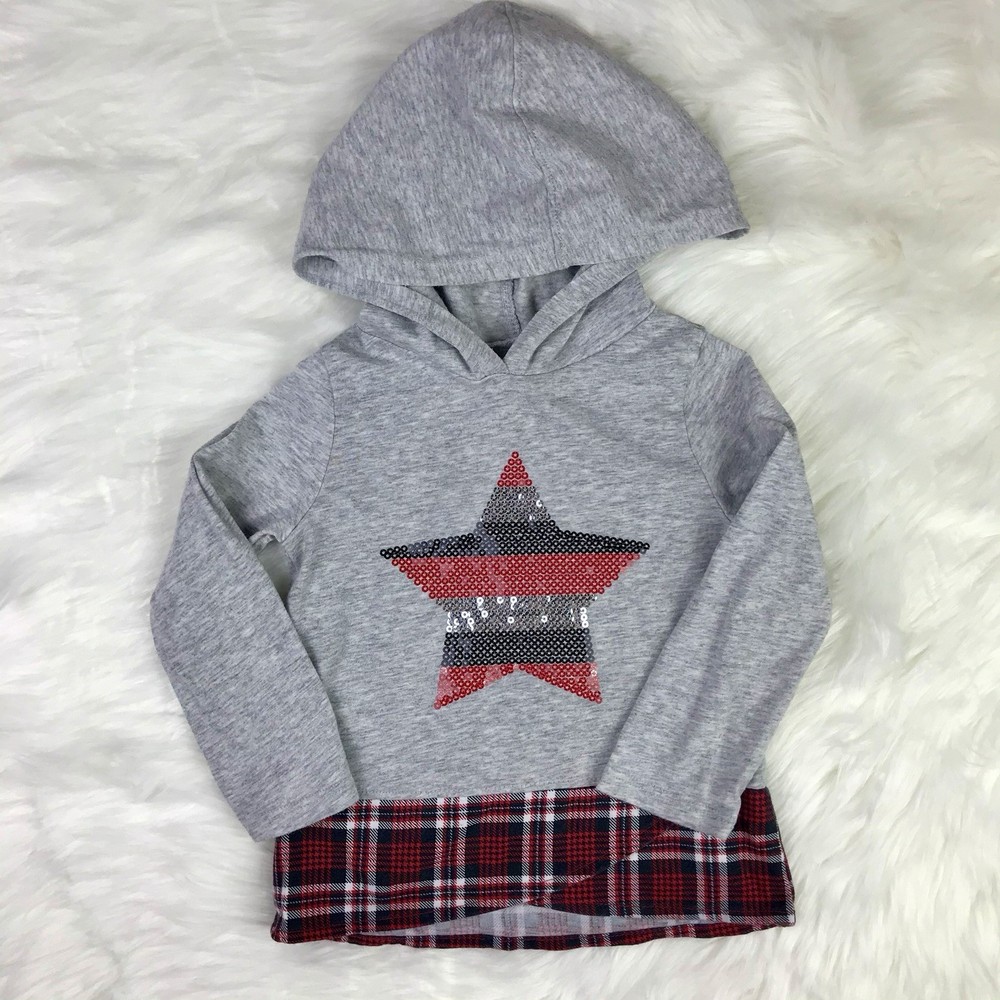 Garanimals Toddler Girls Sparkle Star Long Sleeve Hoodie Tunic 2T