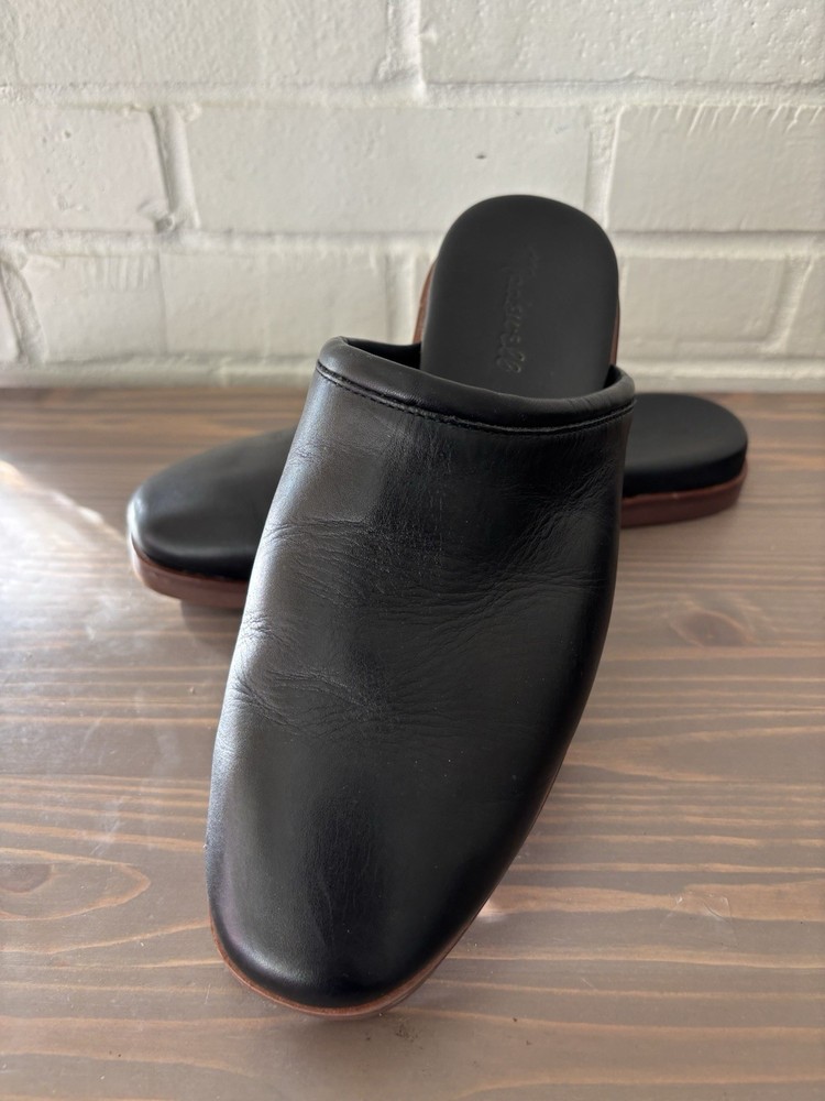 Madewell The Louisa Mule Black Leather Slides Flat Shoe Women’s  Size 7.5