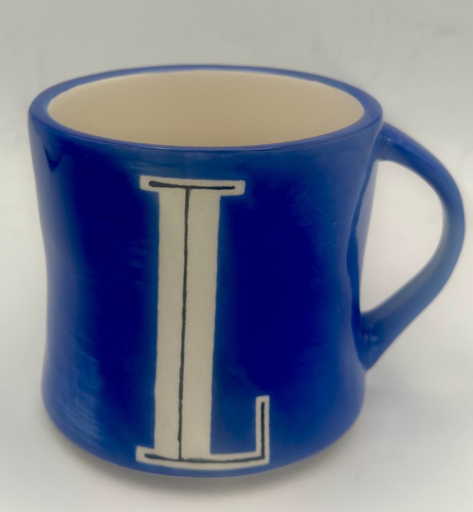 Anthropologie Hand Painted Ceramic Coffee Mug - Monogram Letter 