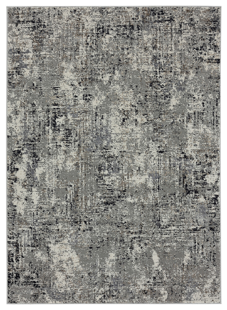 Black Abstract Distressed Round Rug 7'10 x 7'10 Vintage Look 4535-10277-image