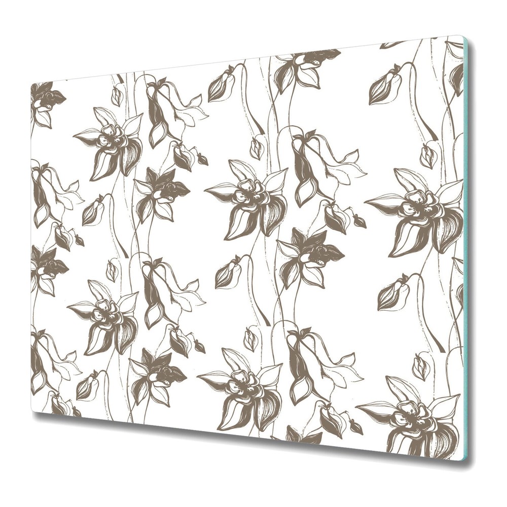 Glass Induction Cover grey Flowers spring pastel floral blossom mystic 60x52