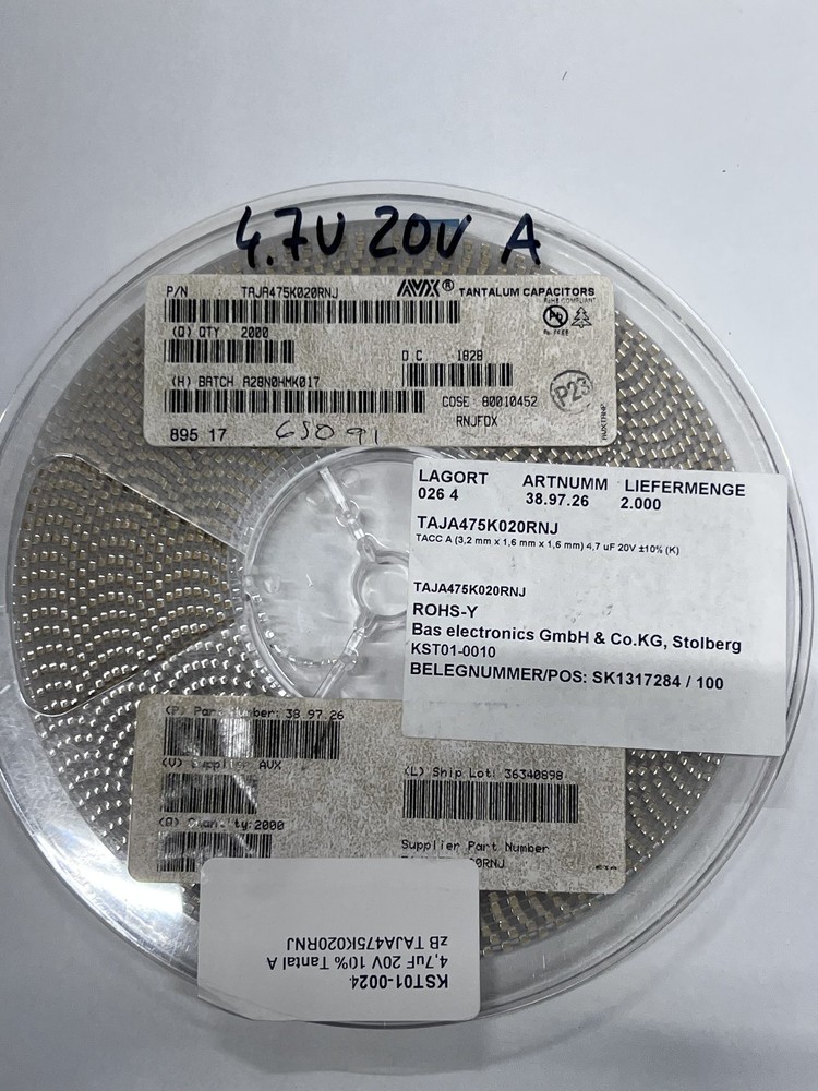 2000pcs TAJA475K020RNJ 4.7uF 20V BF:A Tantalum Capacitors