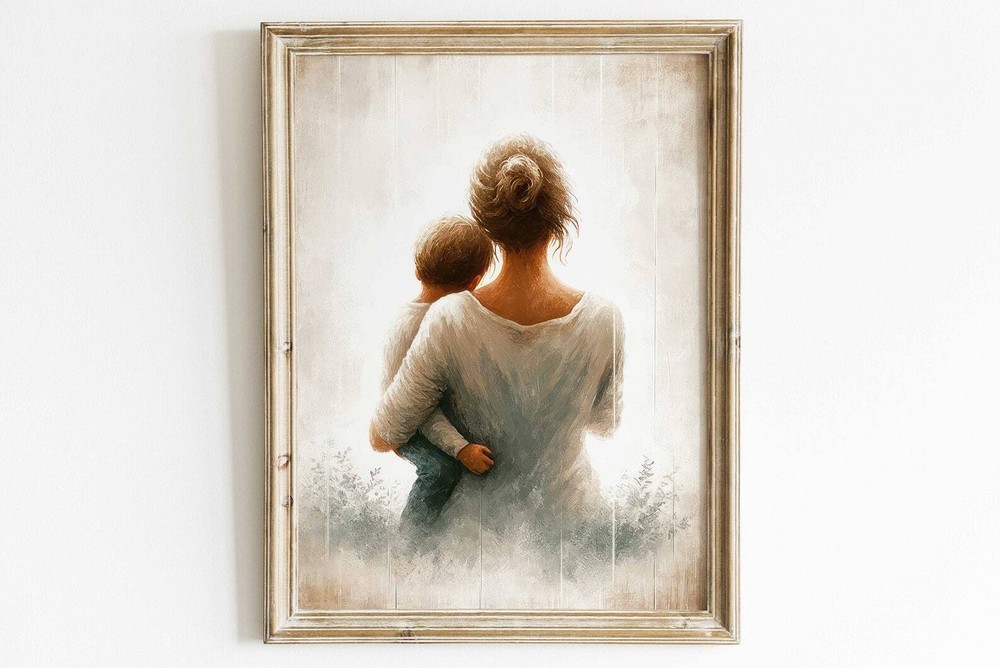 Mother Wall Art Mother And Son Print Gift For Mothers Parent Child Art Print