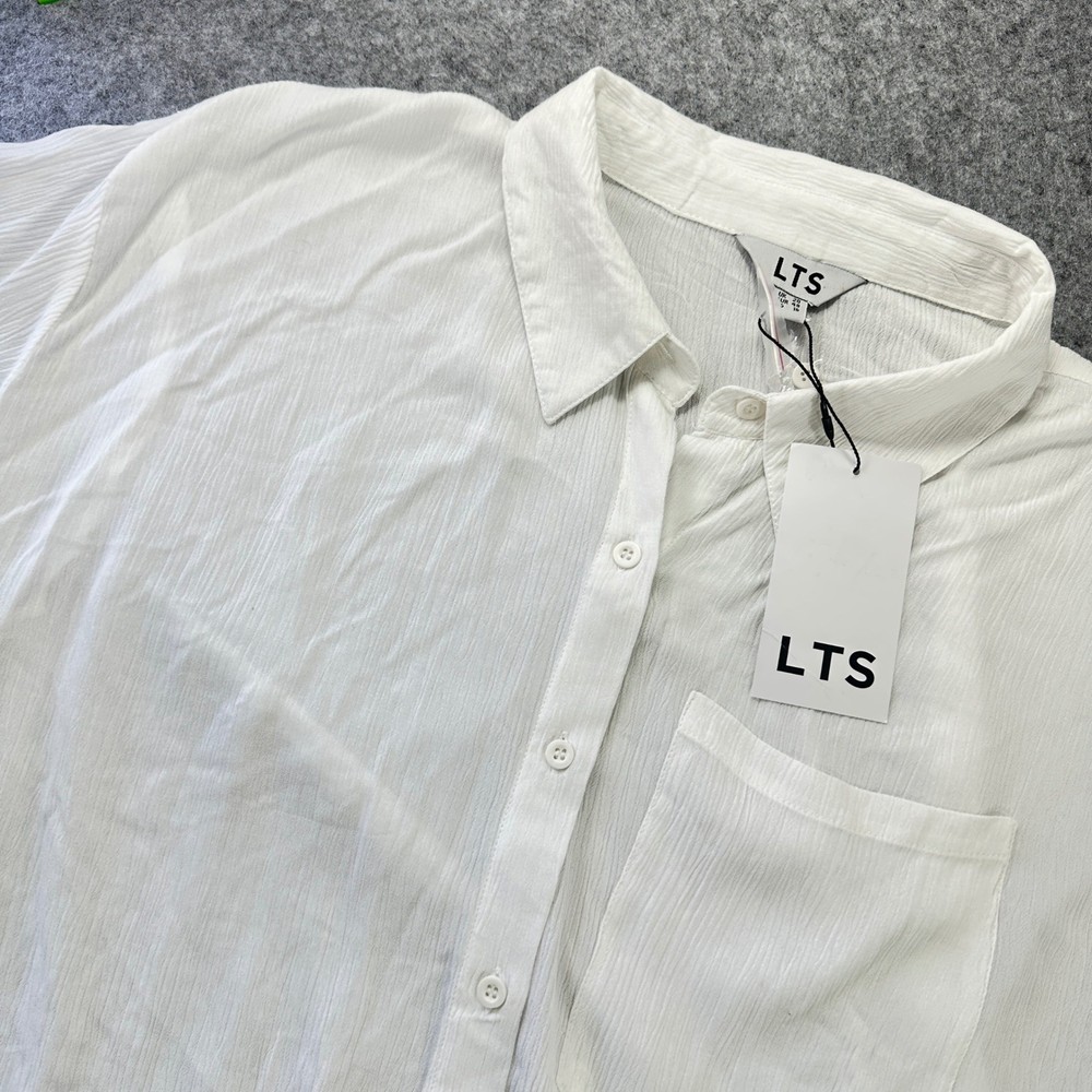 LTS White Blouse Womens 16 Minimalist Button Up Viscose Capsule Wardrobe NWT