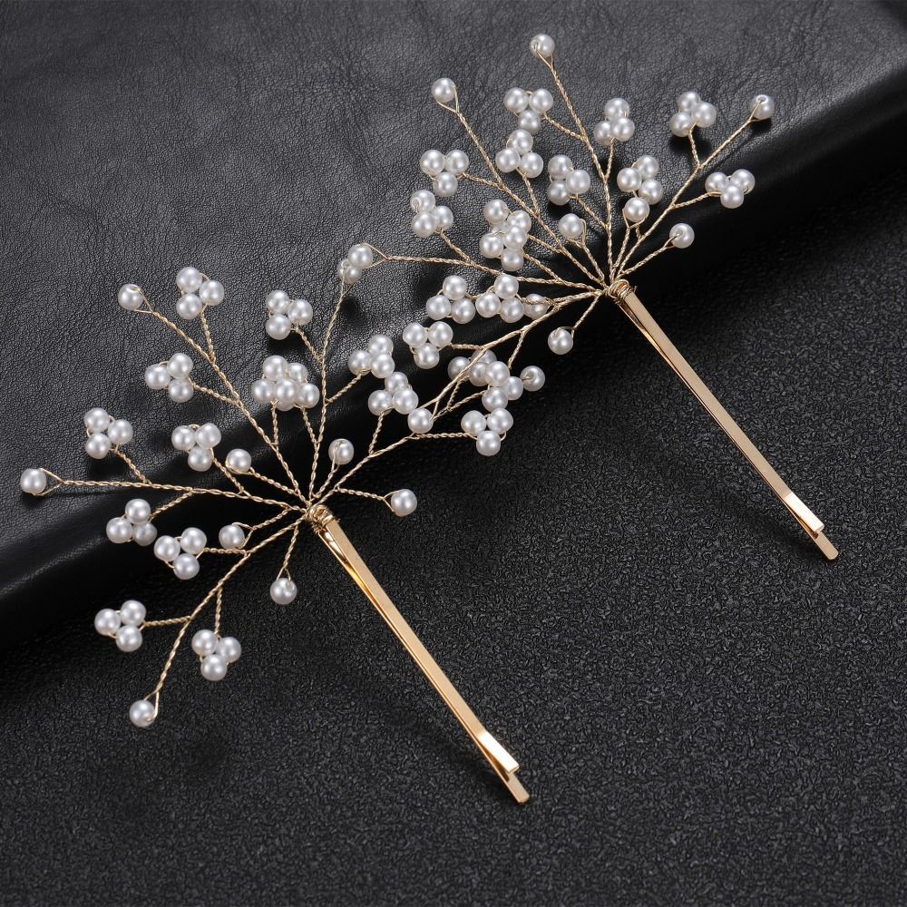 2pcs Pearl Hairpins Babysbreath Barrettes Romantic Bobby Pins  Women