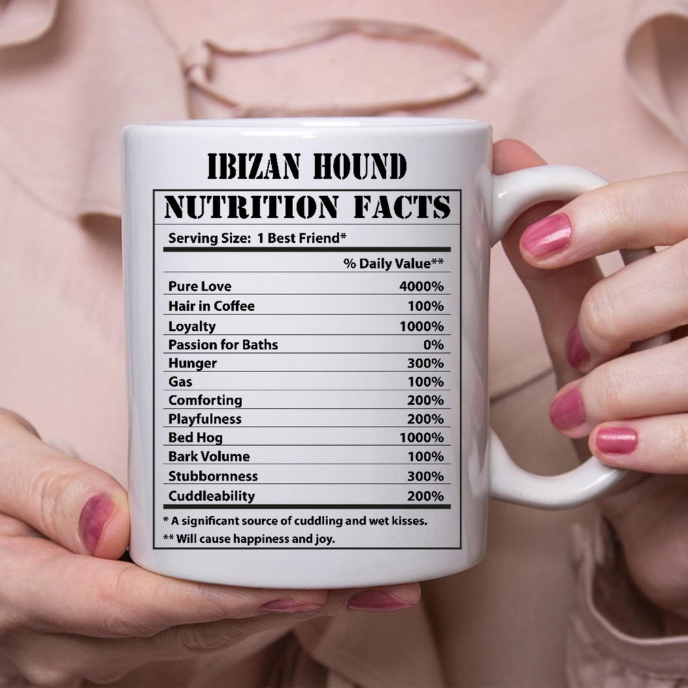 Funny Ibizan Hound Gifts Nutritional Facts White Coffee Mug