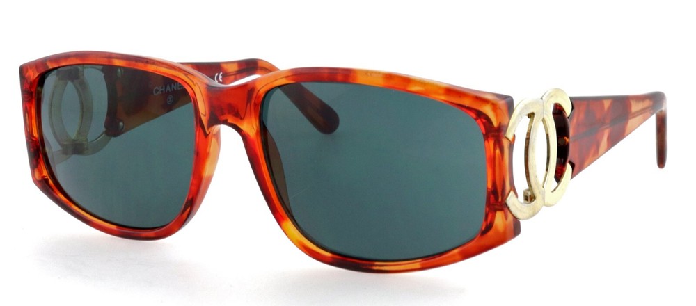 New CHANEL 02461 91235 Honey Havana Gold CC Cocomark Sunglasses Italy Old Stock