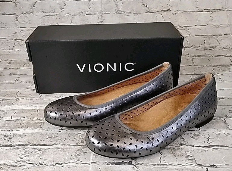 Vionic Flats Womens Size 8 M Robyn Ballet Black Leather Casual Slip On