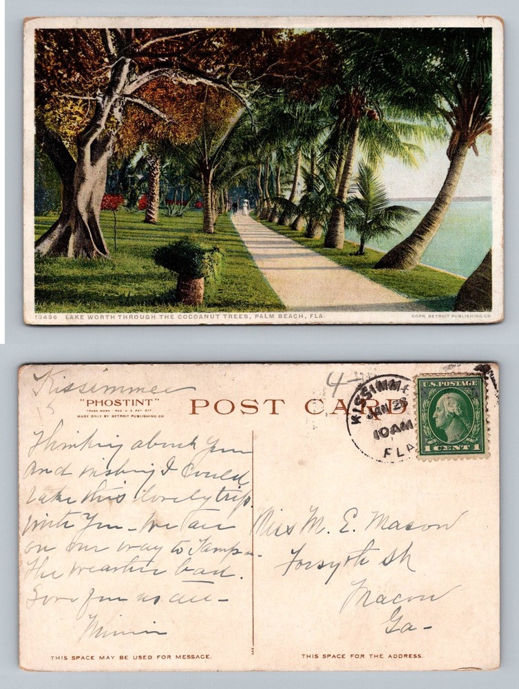 Palm Beach, FL-Florida, Lake Worth Coconut Walk Scene Vintage Postcard