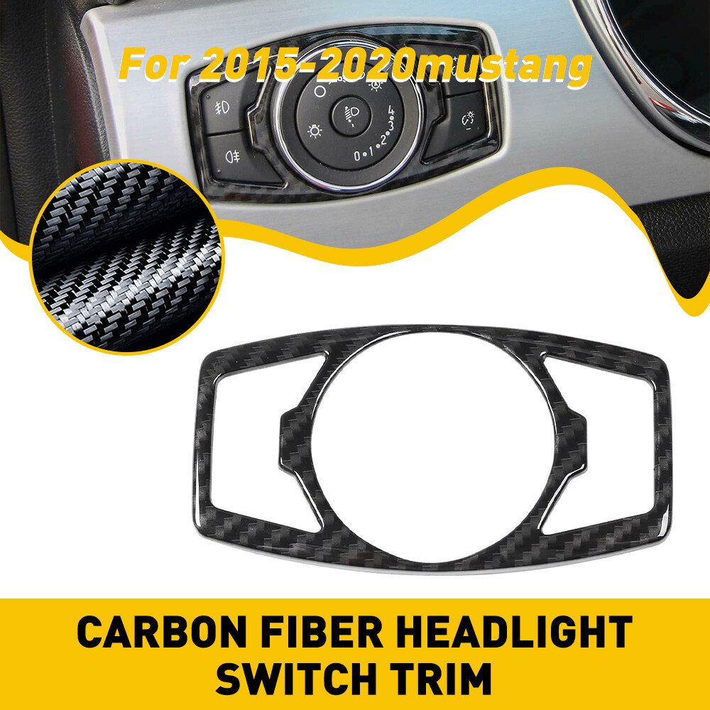 Carbon Fiber Headlight Switch Cover Trim for 2015-2020 Ford Mustang USA